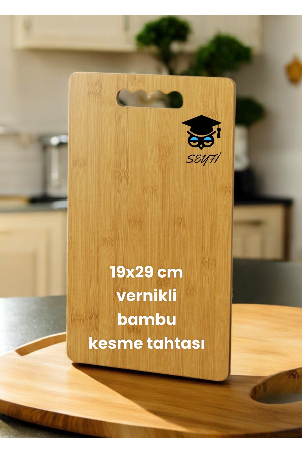 19x29 cm Vernikli bambu kesme tahtası
