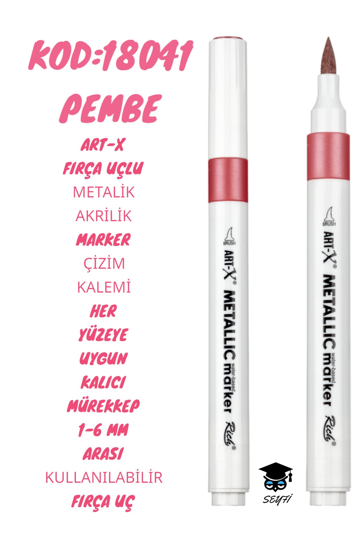 FIRÇA UÇLU METALİK AKRİLİK MARKER ÇİZİM KALEMİ HER YÜZEYE UYGUN KALICI MÜREKKEP 1-6 MM UÇ ART-X