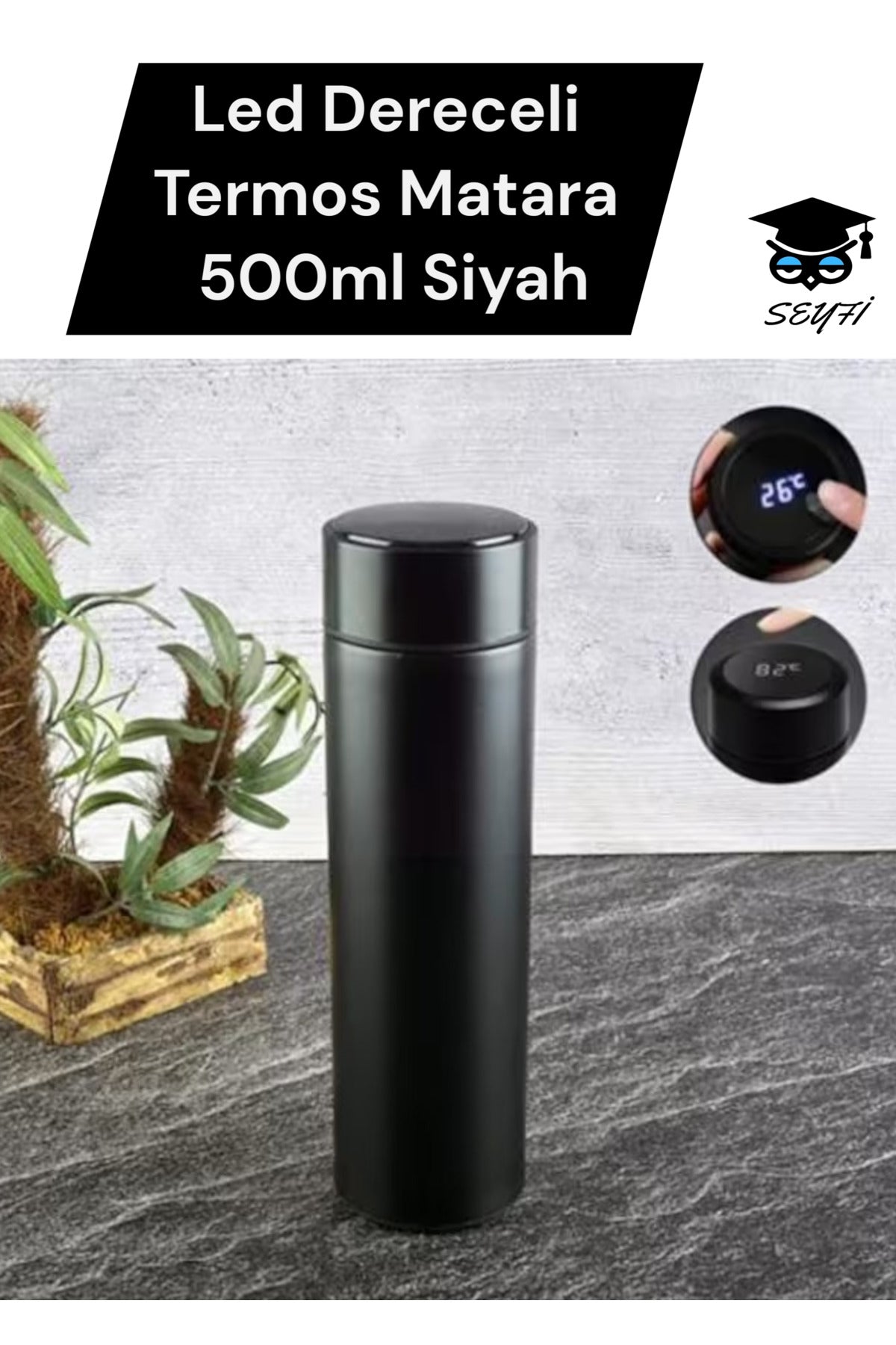 500 ML Termos Matara Led Dereceli İç dış paslanmaz çelik