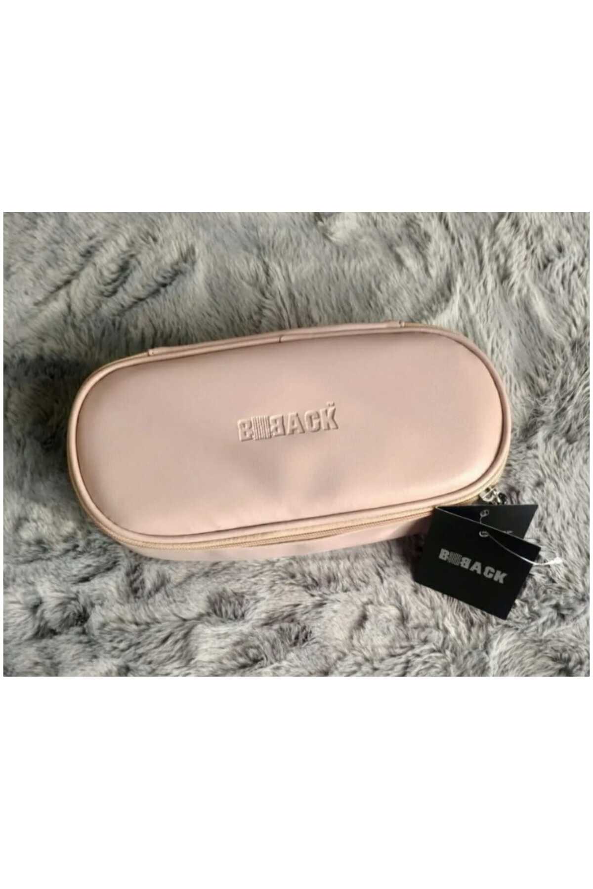 Oval Fermuarlı Kalem Kutusu Suni Deri Pastel Pembe