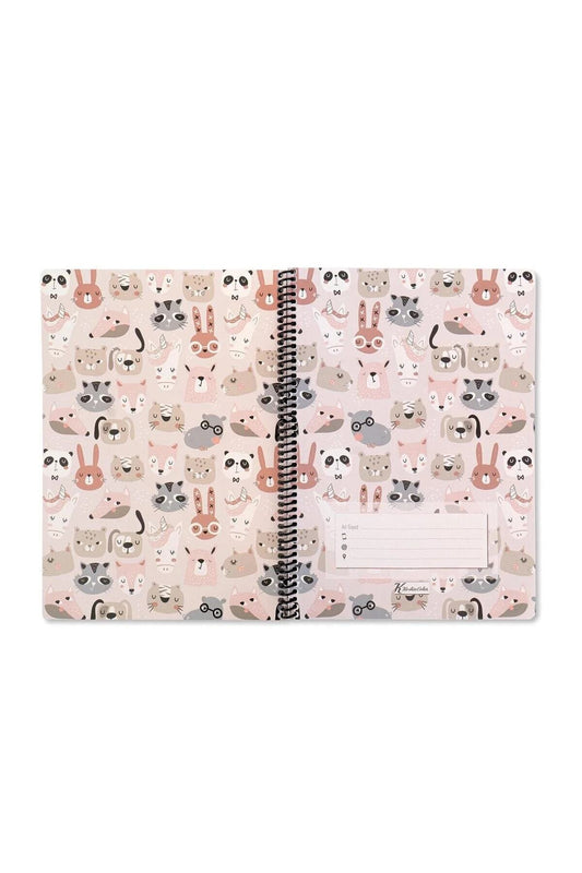 ÇİZGİLİ 16x22 CM 80 YAPRAK KARTON KAPAK TELLİ DEFTER 60 GRAM BEYAZ SAYFA ANİMAL FRİENDS