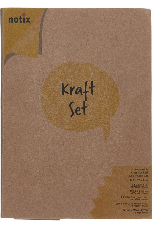 Kraft Parçalı Yapışkanlı Kağıt Post-it Seti Defter Biçiminde 14x20 Cm