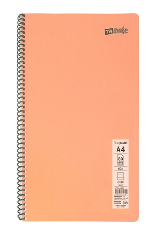 Defter Spiralli Telli Pp Kapak A4 Mynote 5 Adet Farklı Renkler 80 Sayfa ÇİZGİLİ Defter ( 5 Farklı )