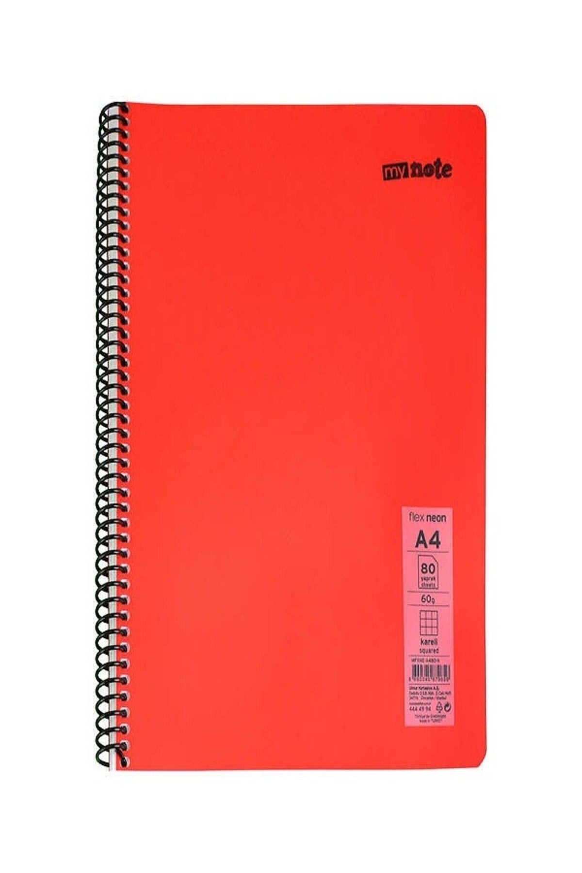Defter Spiralli Telli Pp Kapak A4 Mynote 5 Adet Farklı Renkler 80 Sayfa ÇİZGİLİ Defter ( 5 Farklı )