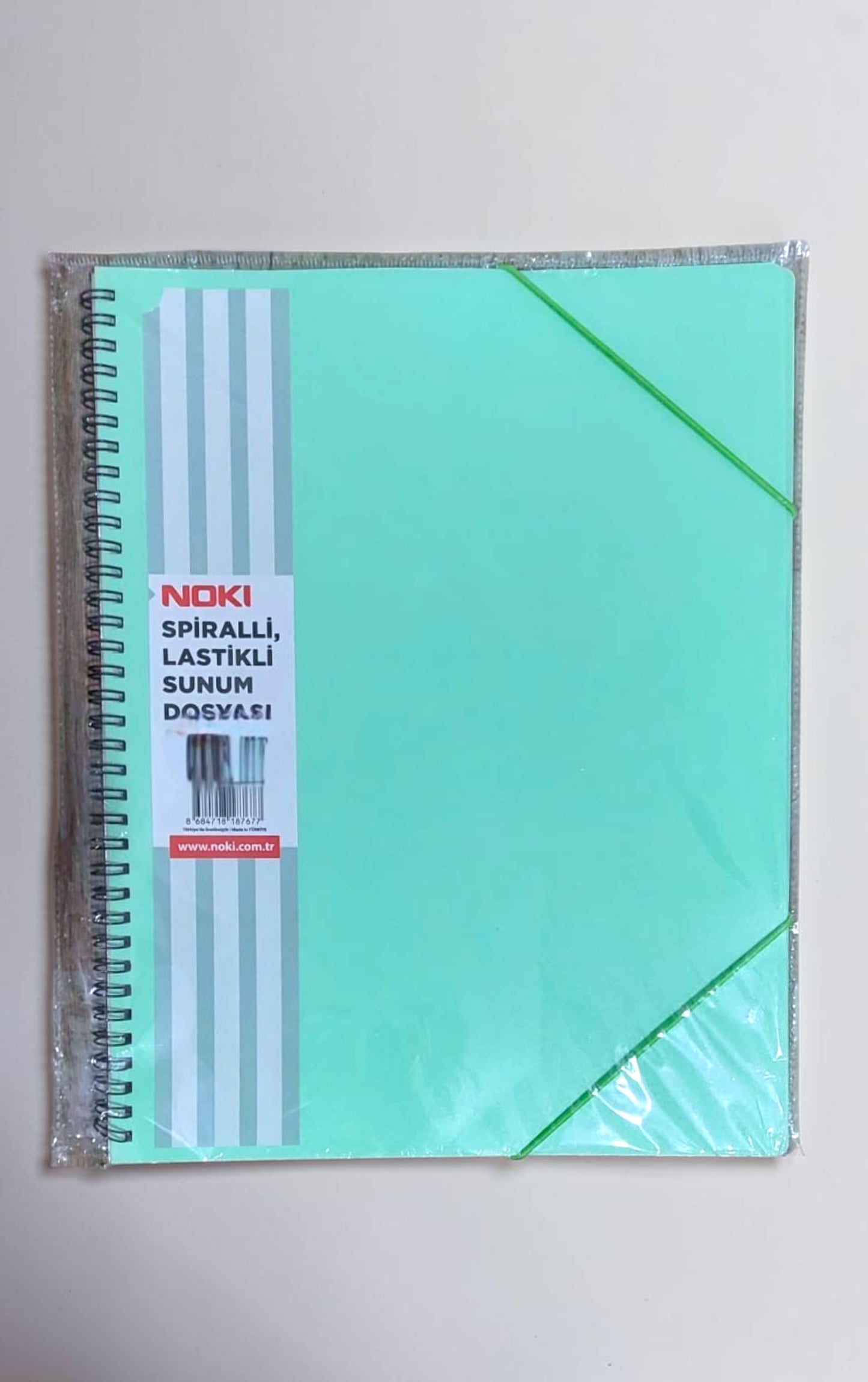 A4 boyut Spiralli lastikli sunum dosyası 60 yaprak PASTEL YEŞİL telli sunum dosyası