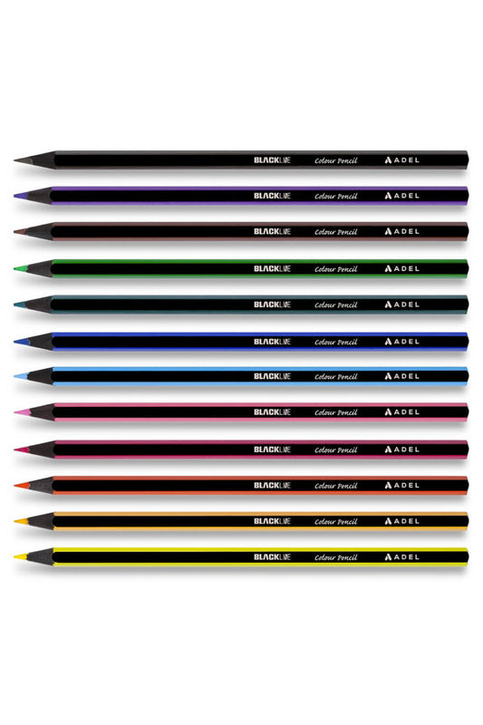 BLACK LINE LATA METAL TÜP KURU BOYA KALEMİ TAM BOY 12 RENK 2112312013