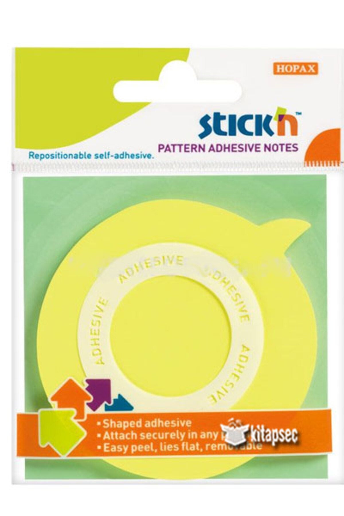 Stickn Patern Adhesive Notes Ortadan Yapışkanlı Not Kağıdı - Sarı Balon / 21544