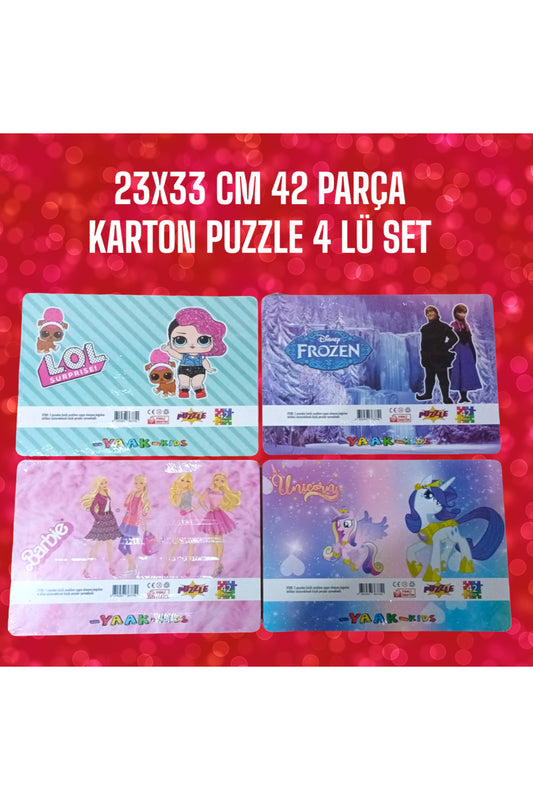 23X33 CM 42 PARÇA KARTON PUZZLE 4 LÜ SET KIZ MODELLERİ seti