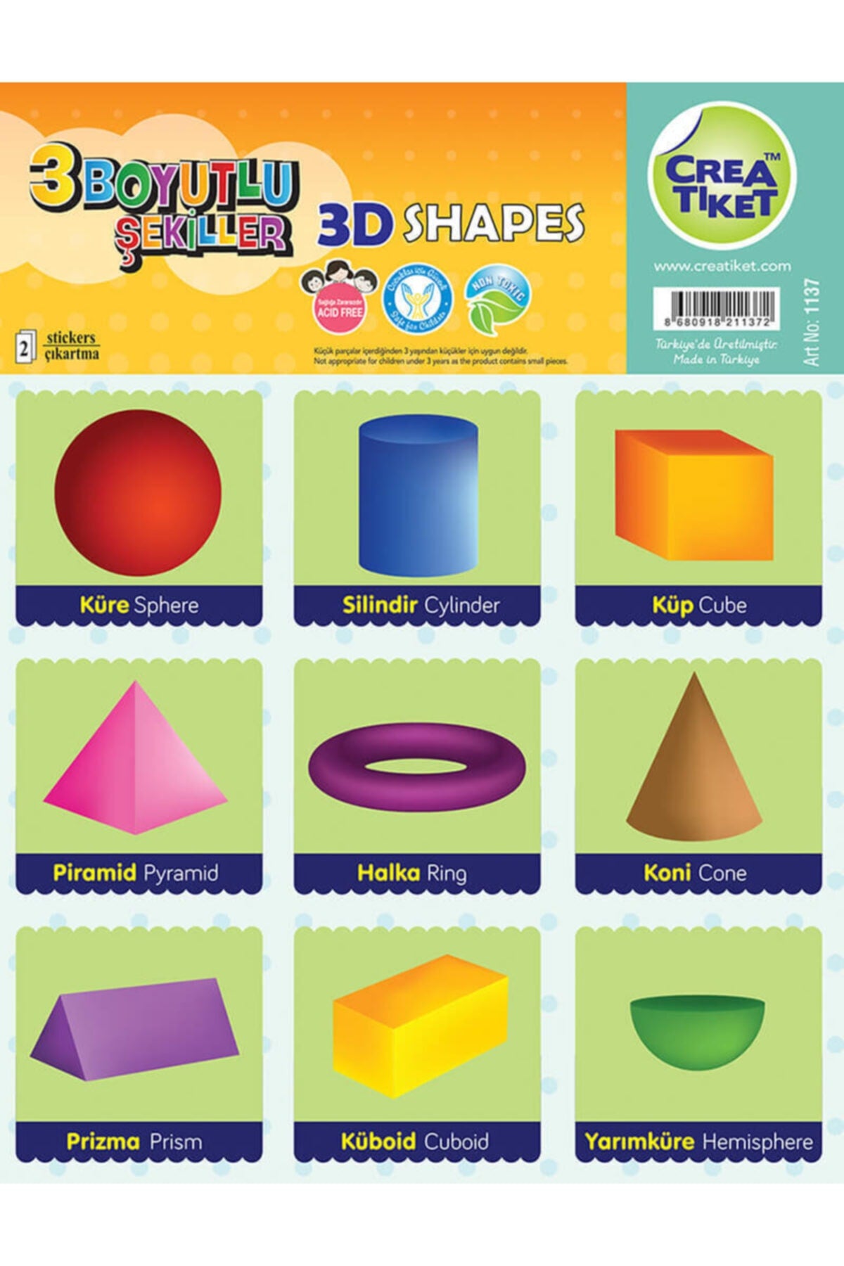 Creatiket Eğitici Çıkartma Ingilizce*türkçe