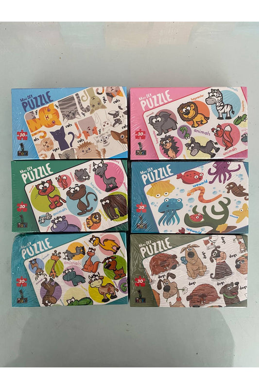 30 parça karton puzzle mini boy 6'lı set 4