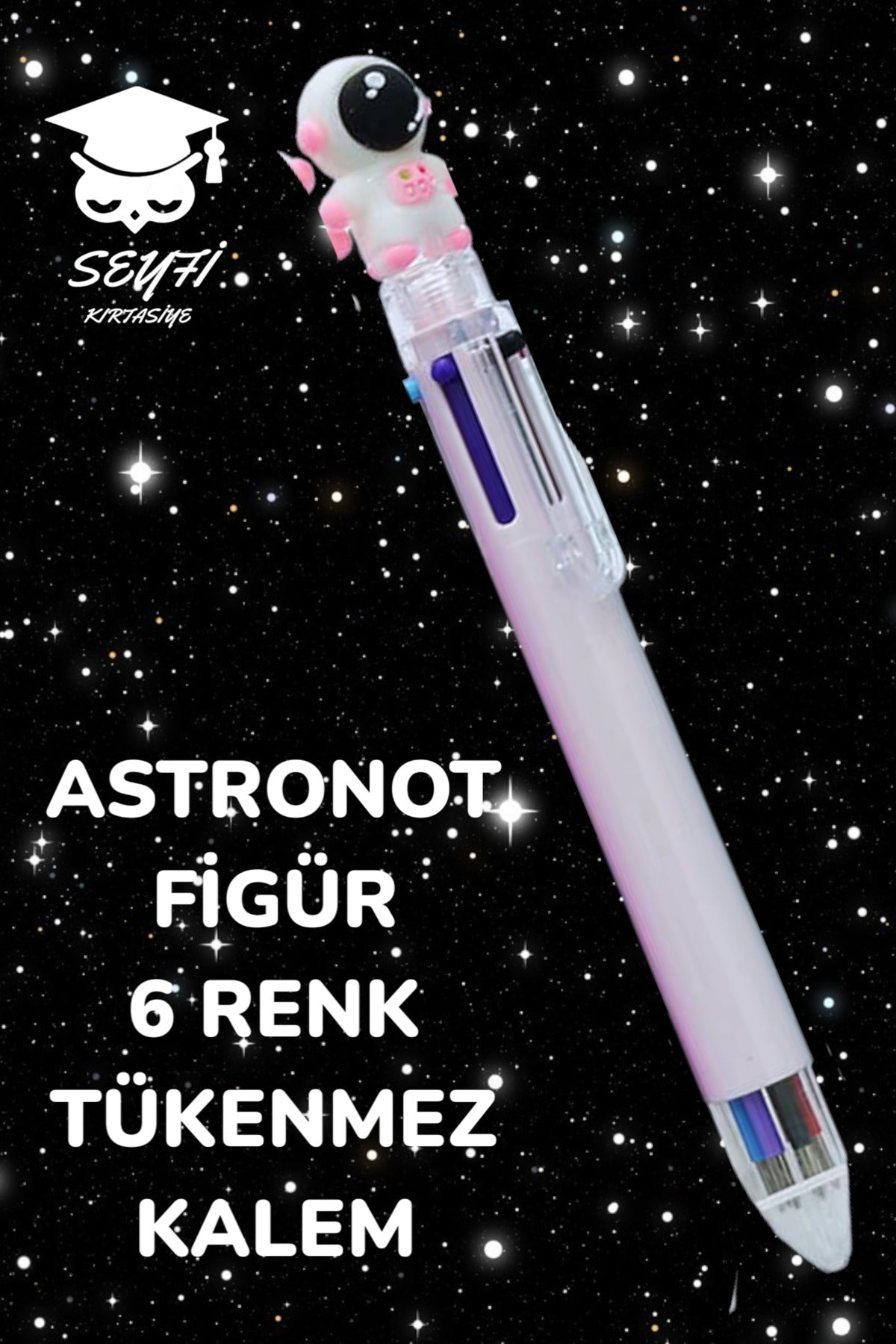 6 RENKLİ TÜKENMEZ KALEM ASTRONOT MODELLER 1 ADET