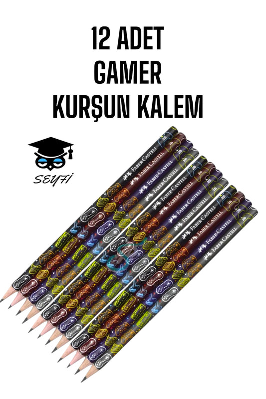 12 ADET GAMER KURŞUN KALEM TÜRK MALI