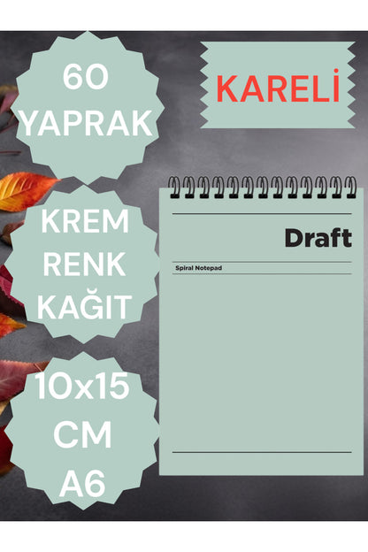 KARELİ 10X15 CM A6 ÜSTTEN AÇILIR NOT DEFTERİ KREM RENK KAĞIT 60 YAPRAK
