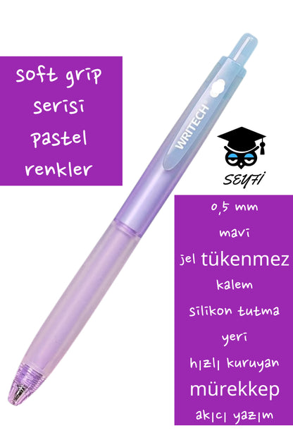 0,5 mm mavi jel tükenmez kalem silikon tutma yeri hızlı kuruyan mürekkep akıcı yazım writech usa