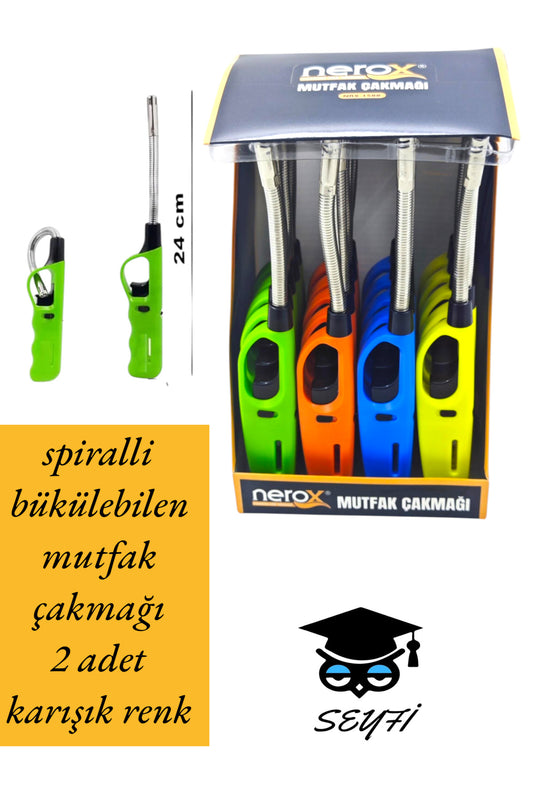 spiralli bükülebilen mutfak çakmağı 2 adet karışık renk