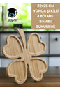 30x28 CM YONCA ŞEKİLLİ 4 BÖLMELİ BAMBU SUNUMLUK