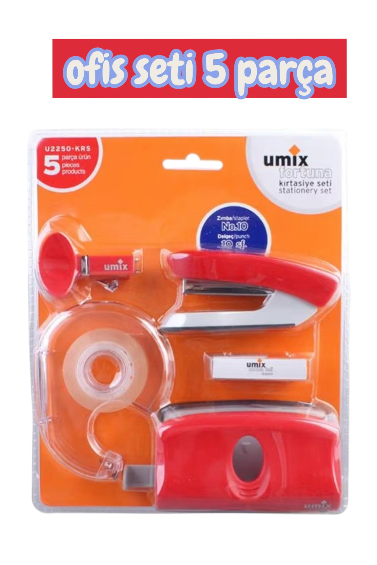 ofis masa üstü malzeme seti zımba delgeç umix 5 PARÇA