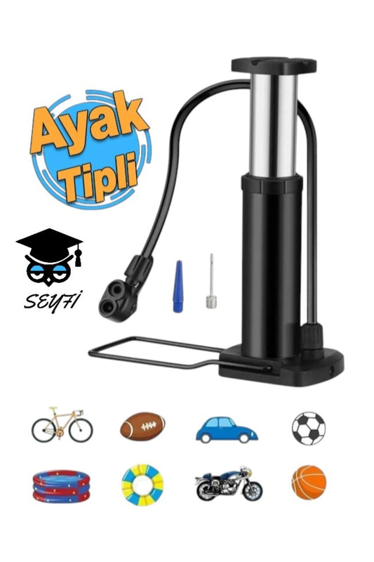 Küçük Ayak Tipi Pompa Tekli Teker Bisiklet Top Bot Lastik Şambrel Şişirme Pompası 1 Adet