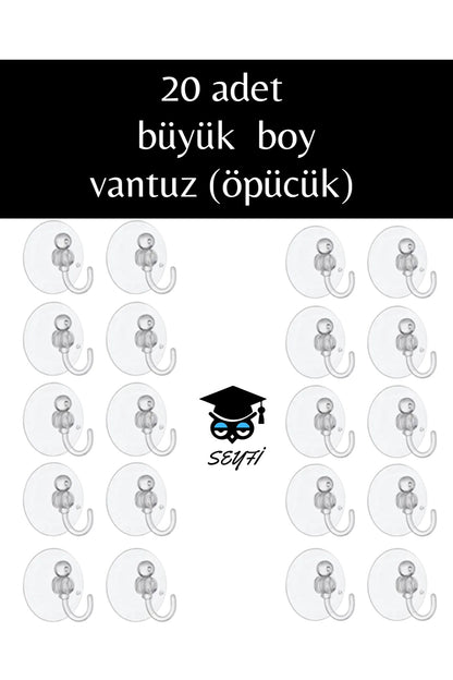 20 adet büyük boy vantuz (öpücük)