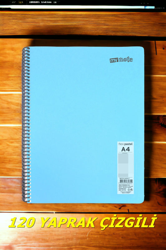 ÇİZGİLİ 120 YAPRAK PASTEL RENK TELLİ DEFTER BEYAZ SAYFALI 60 GR KAĞIT PLASTİK KAPAK