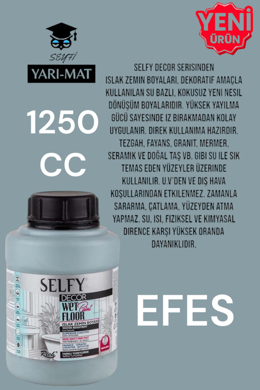 SELFY DECOR ISLAK ZEMİN BOYASI 1250 CC MUTFAK TEZGAH FAYANS LAVABO KÜVET TUVALET ZEMİN HER YÜZEY