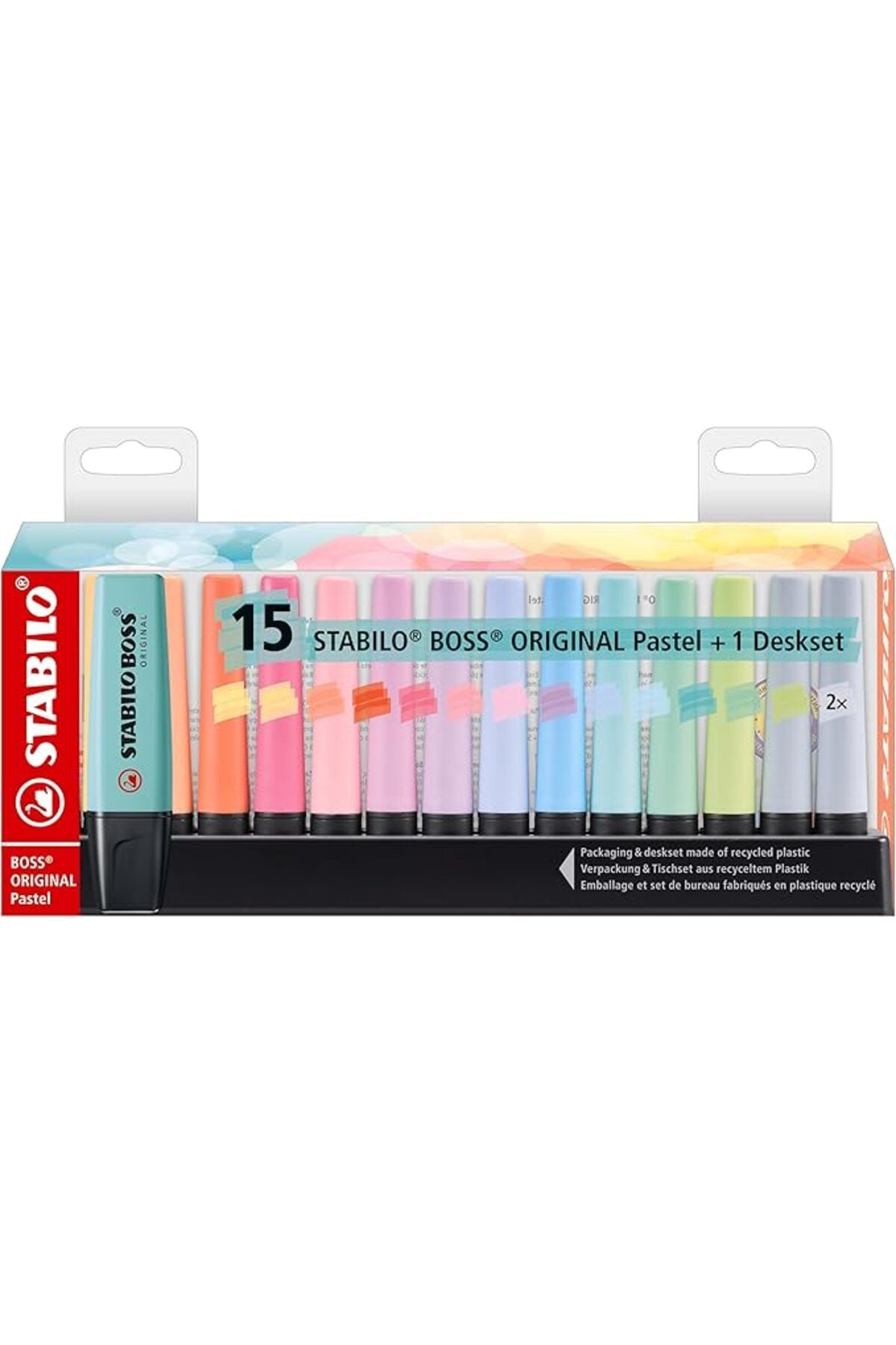BOSS ORIGINAL Pastel - Fosforlu Kalem - 15'li Masa Seti - 14 Karışık Renk (2x Tozlu Gri)