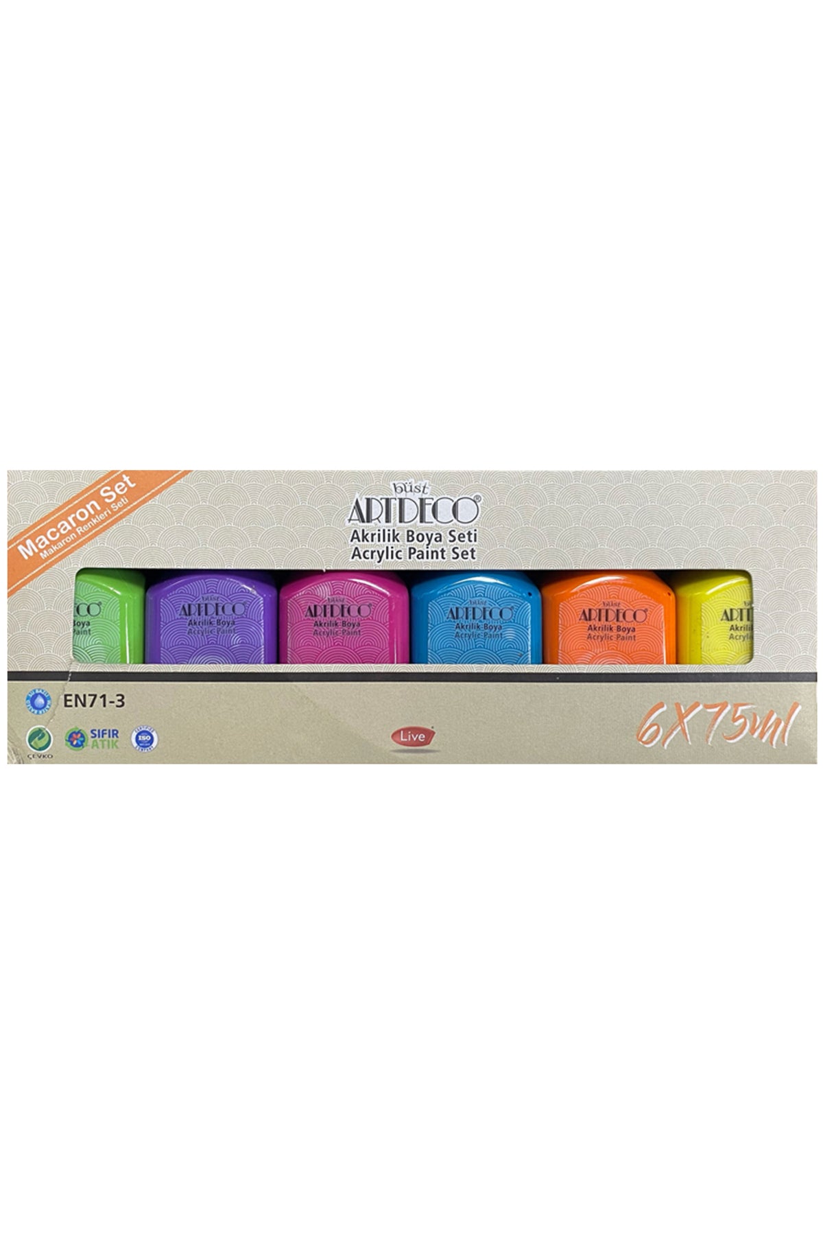 Akrilik Boya 6x75 ml Set Makaron Renkler Lv-y-070ı-as7