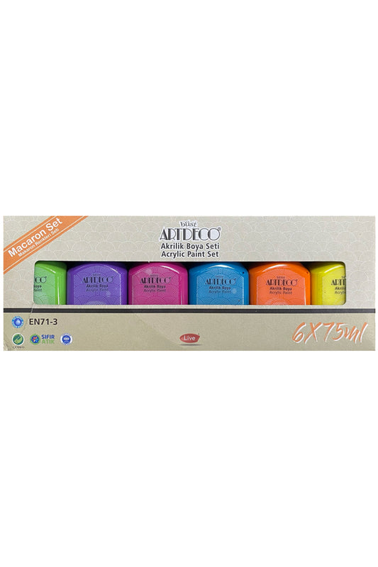 Akrilik Boya 6x75 ml Set Makaron Renkler Lv-y-070ı-as7