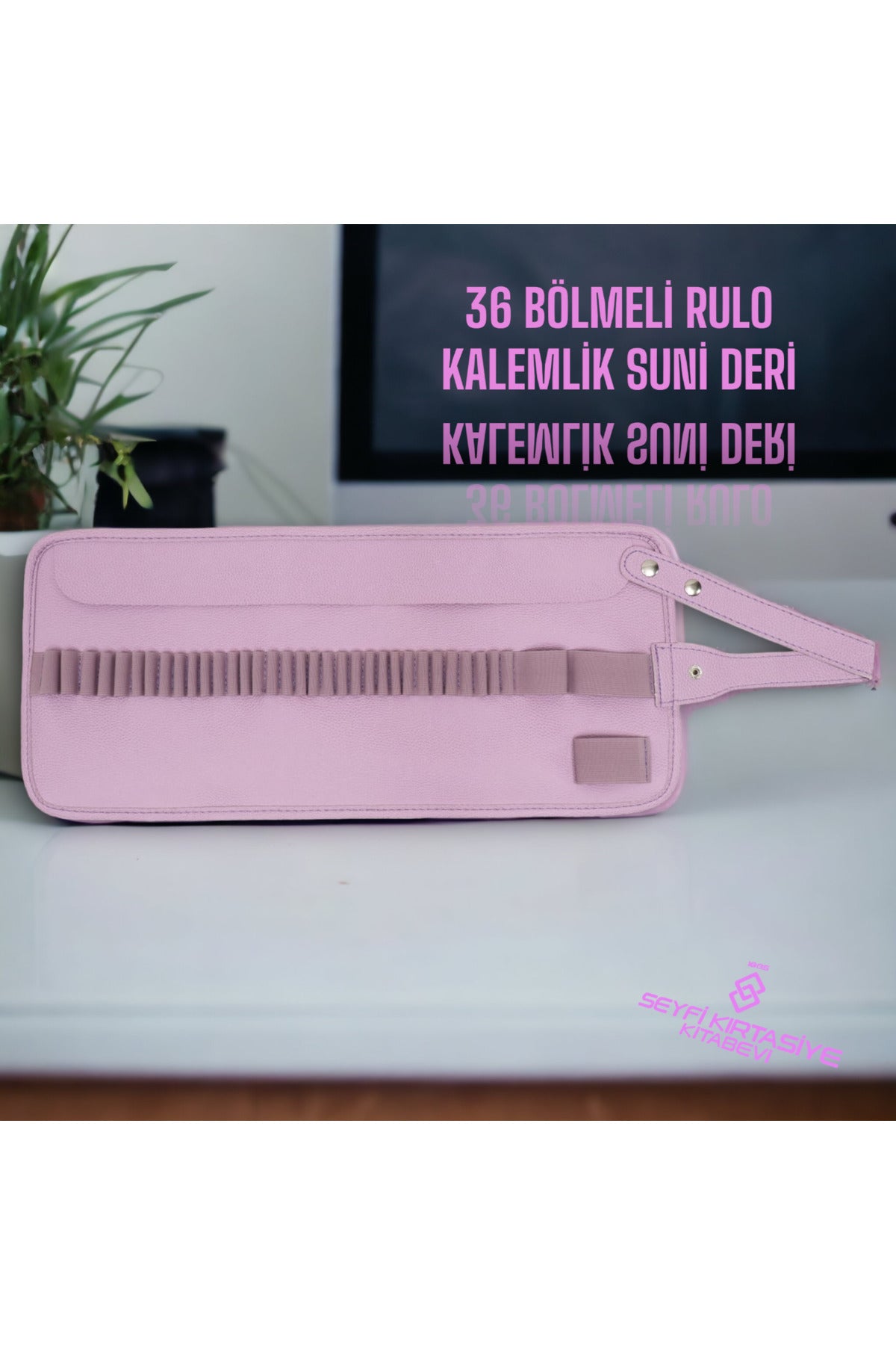 RULO KALEMLİK 36 BÖLMELİ SUNİ DERİ LİLA