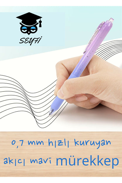 0,7 mm jel tükenmez kalem akıcı hızlı kuruyan mavi renk mürekkep WRİTECH amerikan marka Sessiz kalem