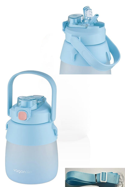 1000ml Askılı Tek Kapak Çift Kullanım Pipetli/pipetsiz Kullanım Softtouch Su Matarası