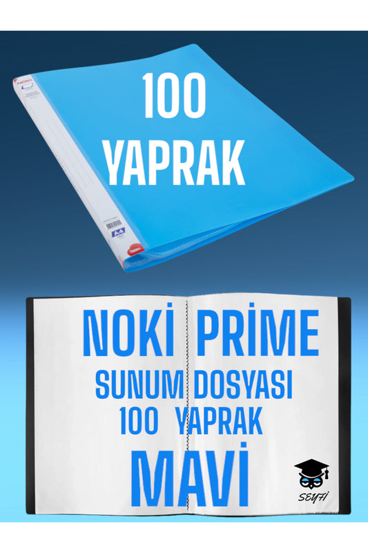 100 YAPRAK MAVİ A4 SUNUM DOSYASI NOKİ PRİME YÜKSEK KALİTE POŞET KALINLIĞI YERLİ ÜRETİM