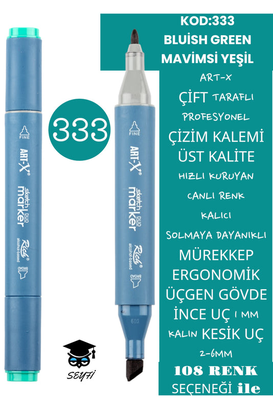 ÇİFT TARAFLI PROFESYONEL ÇİZİM KALEMİ KALICI MÜREKKEP ÜÇGEN GÖVDE İNCE UÇ 1 MM KESİK UÇ 2-6MM SKETCH
