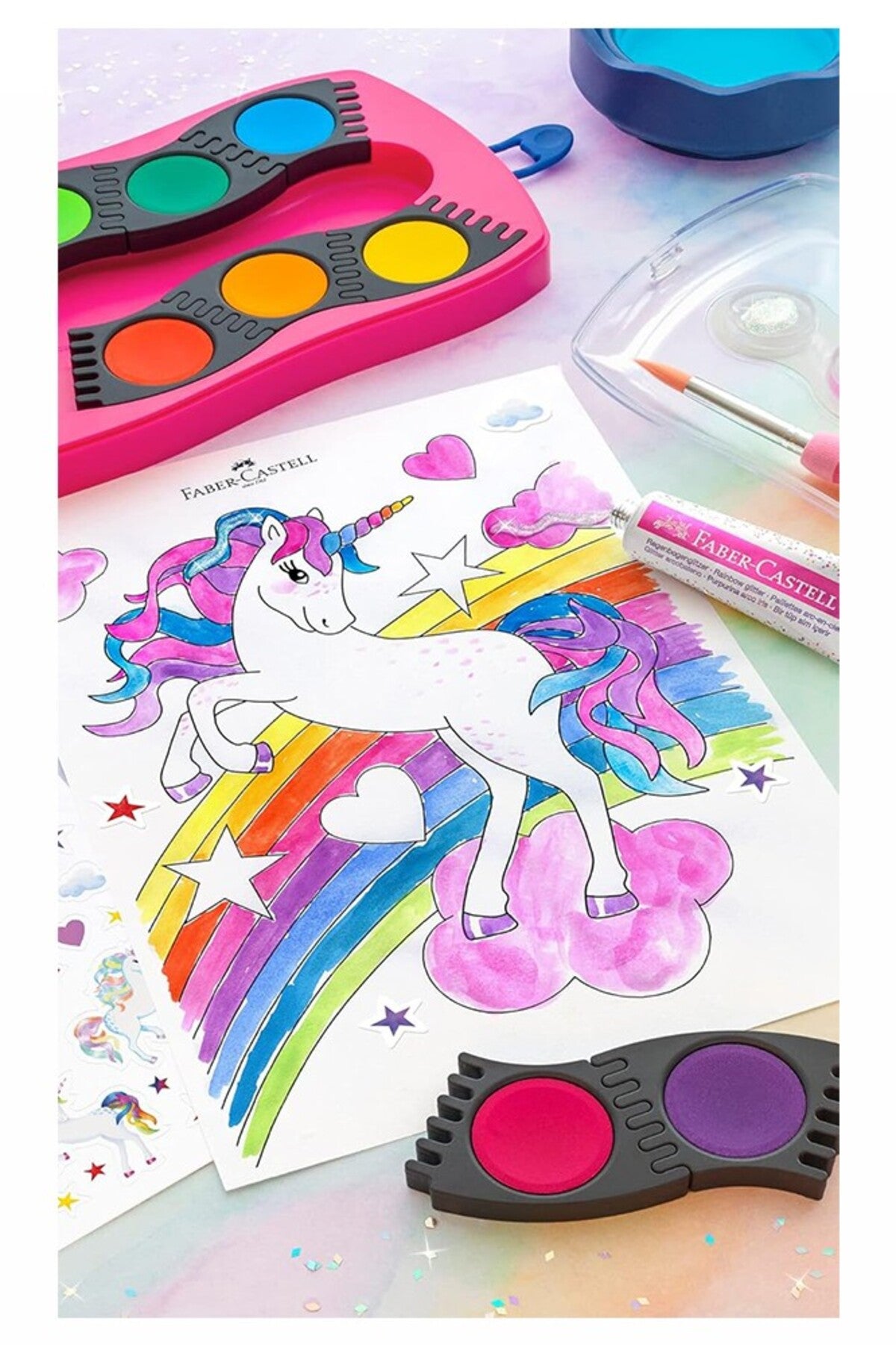12 Renk Sulu Boya 1 Adet Unicorn Tek Boynuzlu At Suluboya 12 li Değişebilir Tablet Connectör