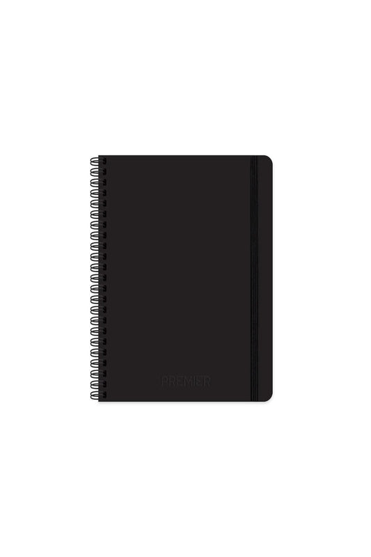 17x24 cm 100 Yaprak Çizgisiz Premier Neo Sert Kapak Lastikli Telli Defter 70 gr Krem Renk Sayfalı