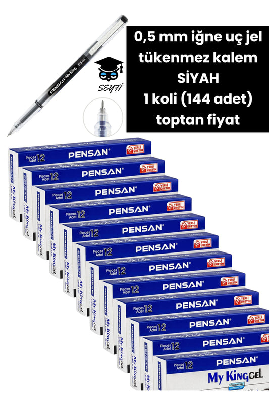 MY-KİNG 0,5 mm iğne uç jel tükenmez kalem 1 koli (144 adet) toptan fiyat pensan