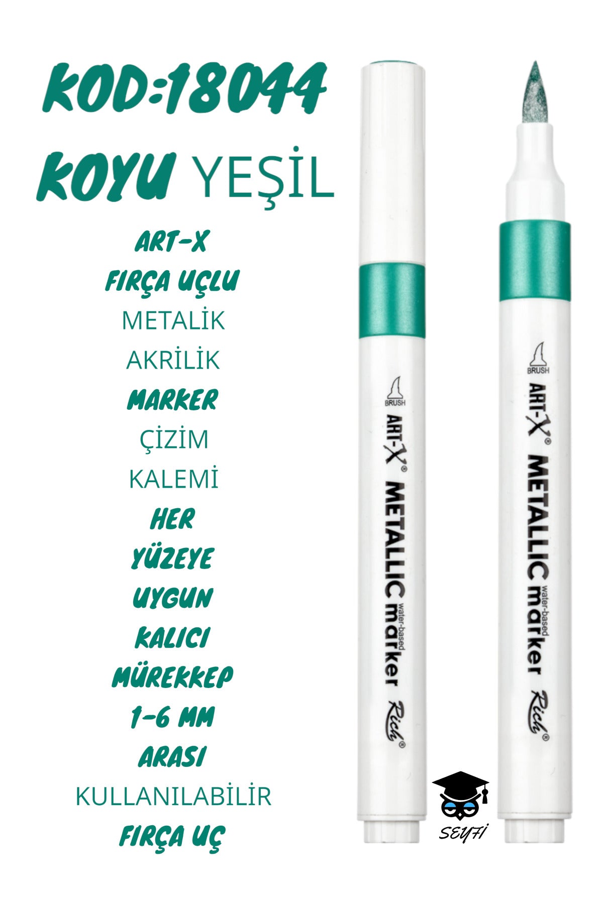 FIRÇA UÇLU METALİK AKRİLİK MARKER ÇİZİM KALEMİ HER YÜZEYE UYGUN KALICI MÜREKKEP 1-6 mm UÇ ART