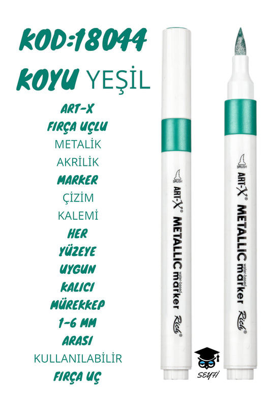 FIRÇA UÇLU METALİK AKRİLİK MARKER ÇİZİM KALEMİ HER YÜZEYE UYGUN KALICI MÜREKKEP 1-6 mm UÇ ART