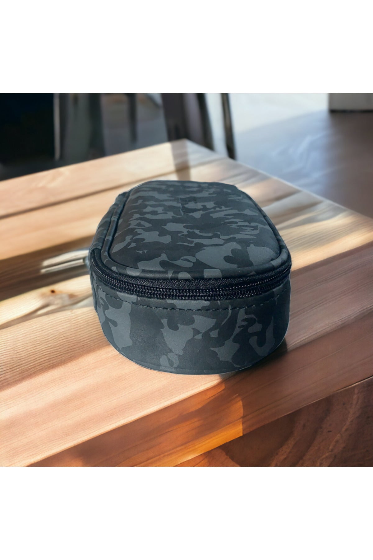 Oval Fermuarlı Kalem Kutusu KAMUFLAJ desenli SUNİ DERİ