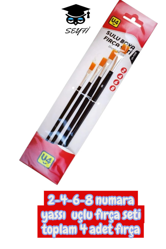 2-4-6-8 numara yassı uçlu fırça seti toplam 4 adet fırça