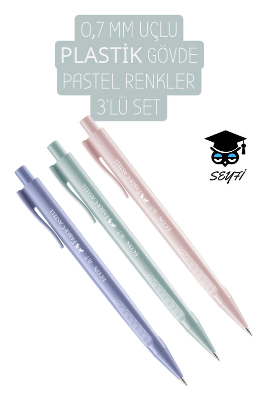 0,7 MM UÇLU PLASTİK GÖVDE PASTEL RENKLER 3'LÜ SET