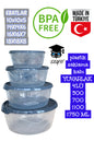 plastik saklama kabı YUVARLAK 4'LÜ 300 700 1100 1750 ML