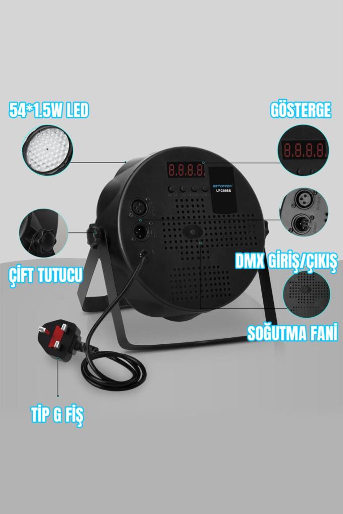 54lü LED Renkli Müzik Sensörlü Par Işığı