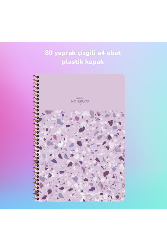 ÇİZGİLİ A4 80 YAPRAK PLASTİK KAPAK TELLİ DEFTER TERAZZO KESKİN COLOR