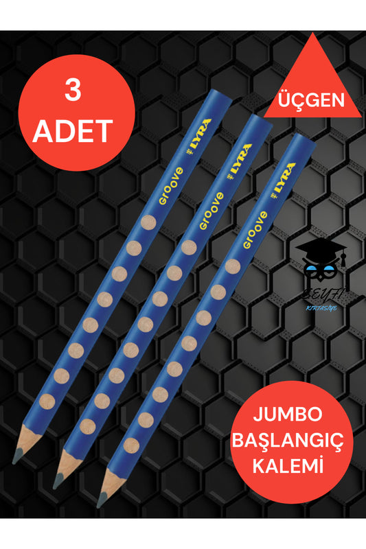 ÜÇGEN JUMBO BAŞLANGIÇ KALEMİ 3 ADET KALIN KURŞUN KALEM LYRA GROOVE