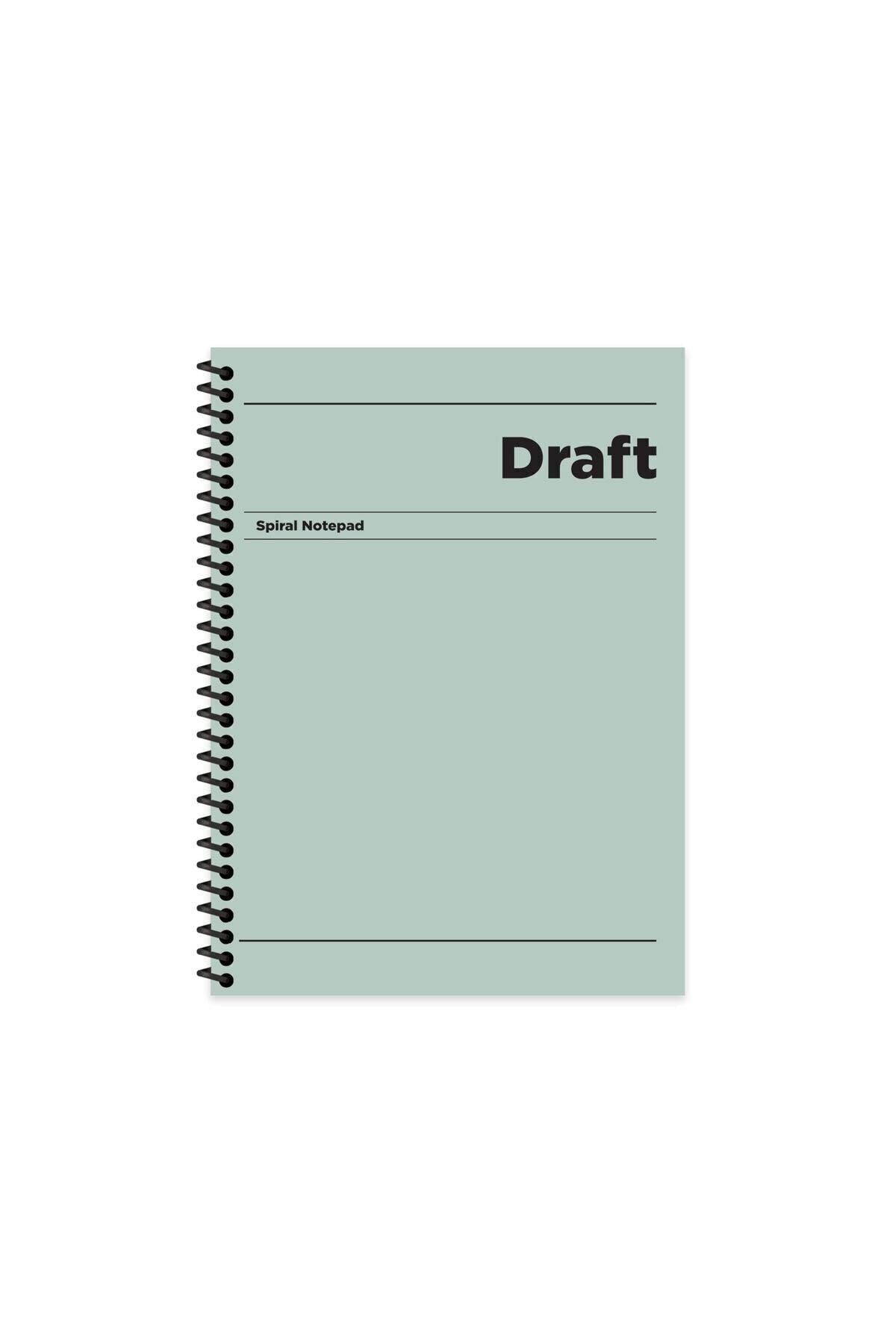 Çizgili Sert Kapak Spiralli Draft Defter Yeşil 17x24