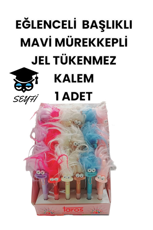 EĞLENCELİ BAŞLIKLI İNCE UÇLU JEL TÜKENMEZ KALEM MAVİ MÜREKKEP