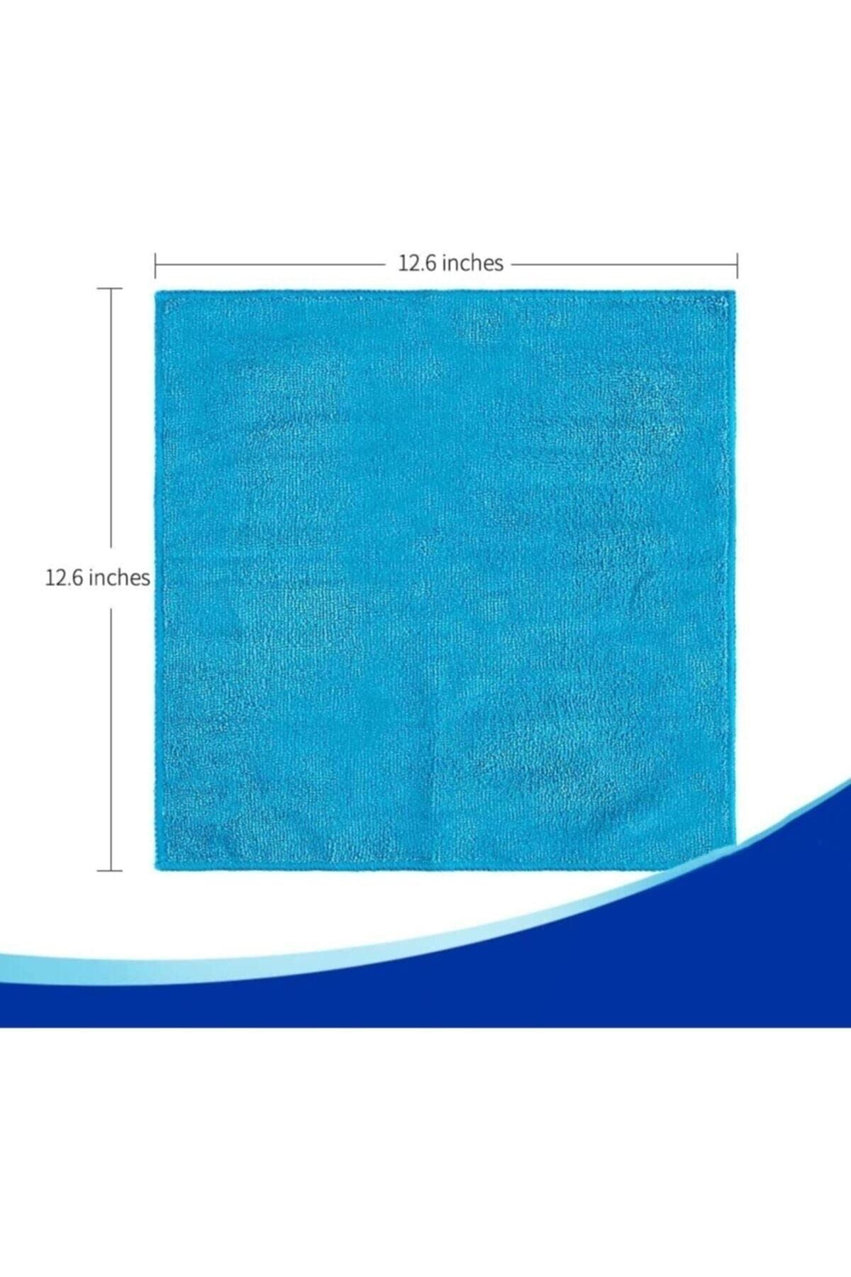 100% Mikrofiber As Doku Mikrofiber Bez 12li 30 x 30 Setli Ürün 10 + Pamuk Mavi Nakışlı / İşlemeli