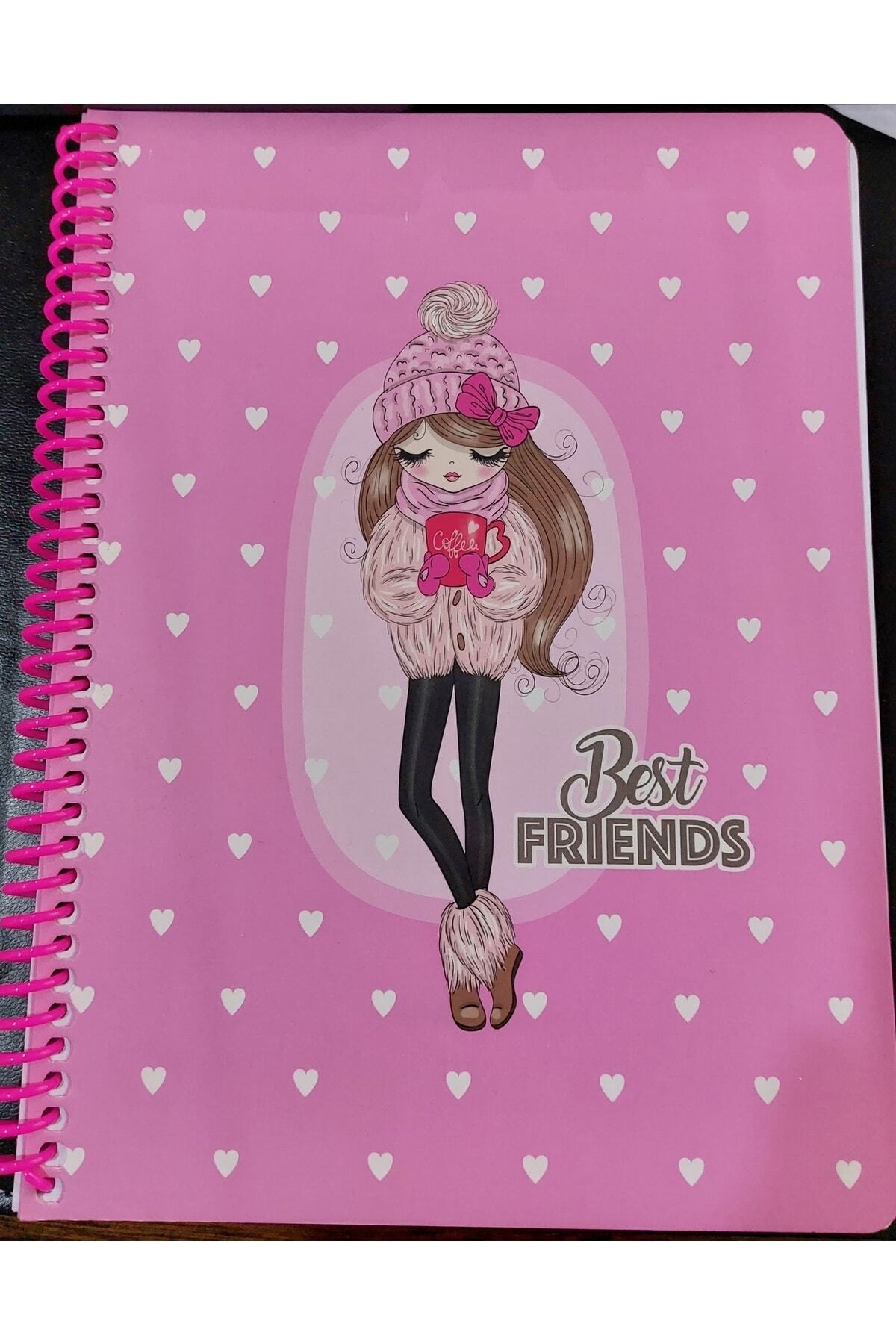 16x22 Cm Çizgisiz 80 Yaprak Telli Defter Karton Kapak 60 Gr Beyaz Sayfa Best Friends
