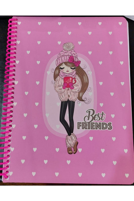 16x22 Cm Çizgisiz 80 Yaprak Telli Defter Karton Kapak 60 Gr Beyaz Sayfa Best Friends